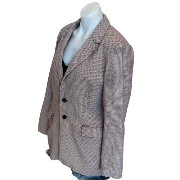 Current Elliott Beige Plaid Oversized Boxy Blazer SIZE 4 Preppy Designer $328 - Picture 6 of 9